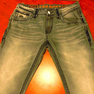 NEW MEN'S ROCK REVIVAL DESTRESSTED GRAY JEAN